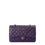 Pre-owned Leather chanel-bags Chanel Vintage , Purple , Dames