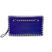 Pre-owned Leather clutches Valentino Vintage , Blue , Dames