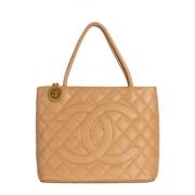 Pre-owned Leather chanel-bags Chanel Vintage , Beige , Dames