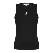 Zwart Geborduurd Anker Logo Tanktop JW Anderson , Black , Dames