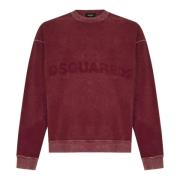 Rode Geribbelde Trui met Logodetail Dsquared2 , Red , Heren