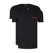 2-Pack V-hals T-shirts - Zwart Emporio Armani , Black , Heren