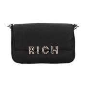 Zwarte handtas met zilveren logo John Richmond , Black , Dames