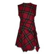 Rode Asymmetrische Geplooide Jurk Alexander McQueen , Red , Dames