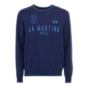 Blauwe Herentrui met Voorlogo Letters La Martina , Blue , Heren