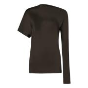 Bruine Asymmetrische Halslijn Gedrapeerde Top Alexander McQueen , Brow...