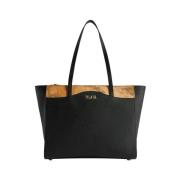 Zwarte Geo Beige Shopper Tas Alviero Martini 1a Classe , Black , Dames