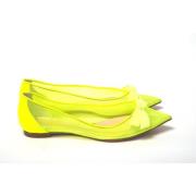 Fluro Gele Platte Puntige Schoen Christian Louboutin , Yellow , Dames