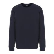 Blauwe Katoenen Sweater met Ronde Hals en Logo Detail Emporio Armani E...