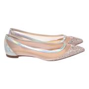 Zilveren Roze Kristal Plat Teen Schoen Christian Louboutin , Gray , Da...