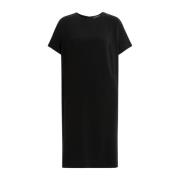 Minimalistische Zwarte Midi Jurk met Crewneck Marina Rinaldi , Black ,...