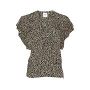 Abstract Print V-Hals Top Isabel Marant Étoile , Black , Dames