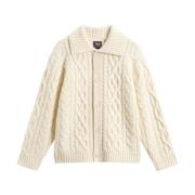 Kabelgebreid Wit Trui Woolrich , White , Heren