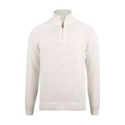 Witte Katoenen Half-zip Cardigan Stenströms , White , Heren