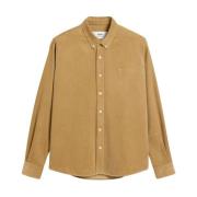 Ribfluwelen Shirt in Zandkleur Ami Paris , Beige , Heren