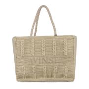 Geborduurde Tricot Gebreide Handtas Twinset , Beige , Dames