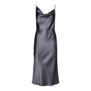 Antraciet Satijnen Gedrapeerde Jurk Blanca Vita , Gray , Dames