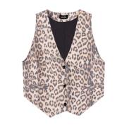 Luipaard Gilet voor Dames Alix The Label , Brown , Dames