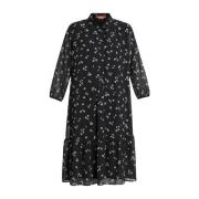 Elegante bloemenjurk met overhemdkraag Marina Rinaldi , Black , Dames