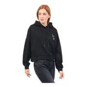 Zwarte hoodie met strass logo Richmond , Black , Dames