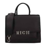 Zwarte handtas met gouden accenten John Richmond , Black , Dames