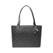 Eco Leren Shopper Tas Zwart Guess , Black , Dames