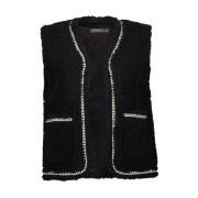 Geborduurde Teddy Gilet Geisha , Black , Dames