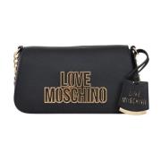 Elegante zwarte schoudertas met kettingdetails Love Moschino , Black ,...