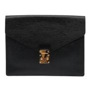 Pre-owned Leather clutches Louis Vuitton Vintage , Black , Dames