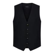 Zwarte Wol Kasjmier Vest Jas Tagliatore , Black , Heren