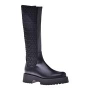 Boots in stretchy eco-nappa and black leather Baldinini , Black , Dame...