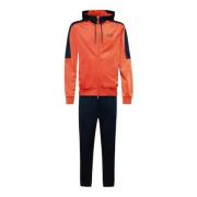 Oranje en Blauwe Hoodie Jogger Set Emporio Armani EA7 , Orange , Heren