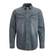 Slate Denim Lange Mouw Shirt PME Legend , Blue , Heren