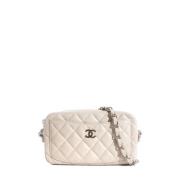 Pre-owned Leather chanel-bags Chanel Vintage , White , Dames