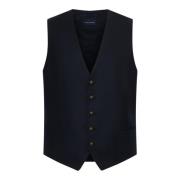 Blauwe Wol Kasjmier Vest Jas Tagliatore , Blue , Heren