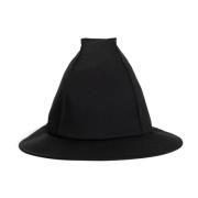 Zwarte Wol Vierkante Kroon Hoed Yohji Yamamoto , Black , Dames