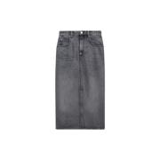 Denim Midi Rok met Riem Isabel Marant Étoile , Gray , Dames