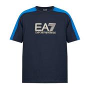 T-shirt met geborduurd logo Emporio Armani EA7 , Blue , Heren