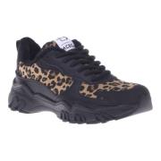 Trainers in black and leopard-print eco-leather Baldinini , Multicolor...