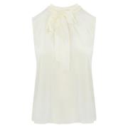 Zijden Mouwloze Witte Top Max Mara Studio , White , Dames