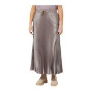 Geplooide Maxi Rok met Elastische Taille Marina Rinaldi , Gray , Dames