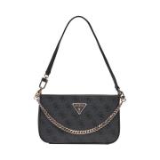 Zwarte schoudertas met gouden details Guess , Black , Dames