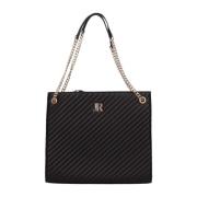 Zwarte Schoudertas met Gouden Logo John Richmond , Black , Dames