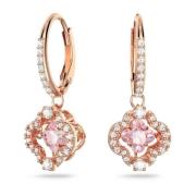 Dames Oorbellen Sparkling Dance Drop Oorbellen Klavertje Vier, Roze, R...