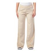 Beige Relaxte Broek met Zijlogo K-Way , Beige , Dames