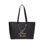 Zwarte schoudertas met gouden details Moschino , Black , Dames