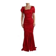 Rode Zijden Stretch Sheath Zeemeermin Jurk Dolce & Gabbana , Red , Dam...