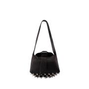 Zwarte leren schoudertas met ketting Alexander Wang , Black , Dames