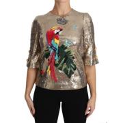 Gouden lovertjes papegaai kristal blouse Dolce & Gabbana , Yellow , Da...