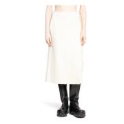 Hoge taille wollen rok met zijzakken Jil Sander , White , Dames